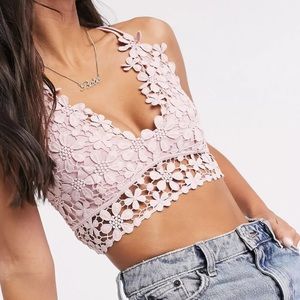 Free People Miss Dazie Floral Bralette Light Pink